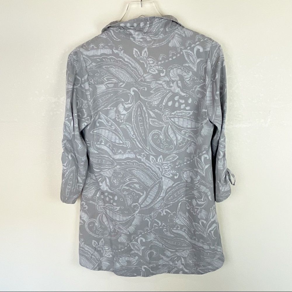 Soft Surroundings Grey Button Down Blouse Lagenlo… - image 6